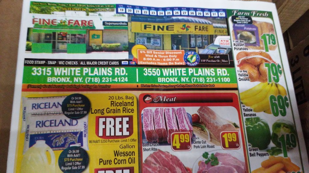 Fine Fare Supermarkets | 3315 White Plains Rd, Bronx, NY 10467 | Phone: (718) 231-4124