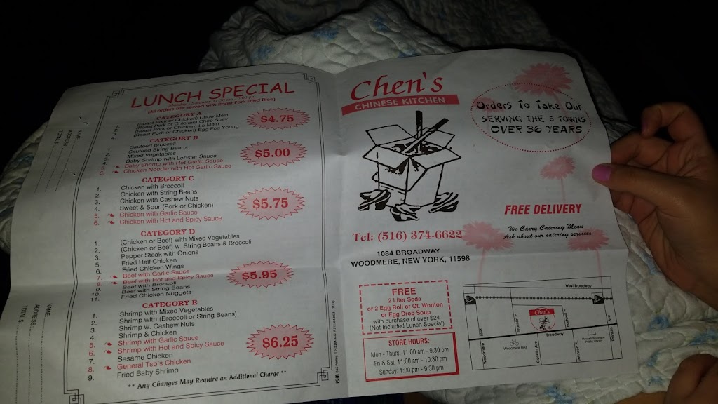 Chens Chinese Kitchen | 1084 Broadway, Woodmere, NY 11598 | Phone: (516) 374-6622