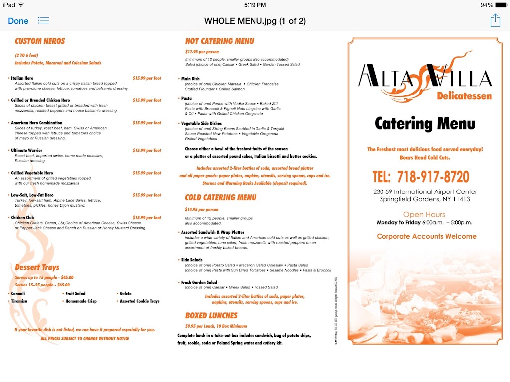 Alta Villa Cafe | 230-59 Rockaway Blvd, Springfield Gardens, NY 11413 | Phone: (718) 917-8720